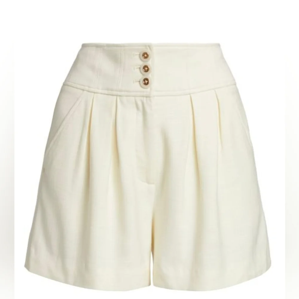 Veronica Beard High Waist Cream Shorts - Picture 3 of 5